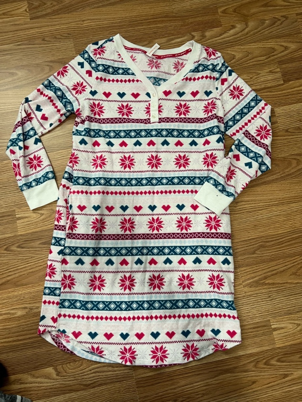 Cozy Nightshirt - White, Pink & Teal